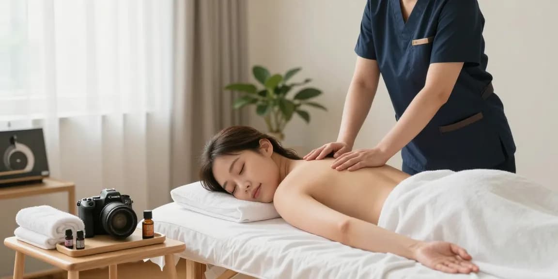 Professional 종로출장 service with a therapist in a cozy home setting, creating a calming atmosphere for relaxation.