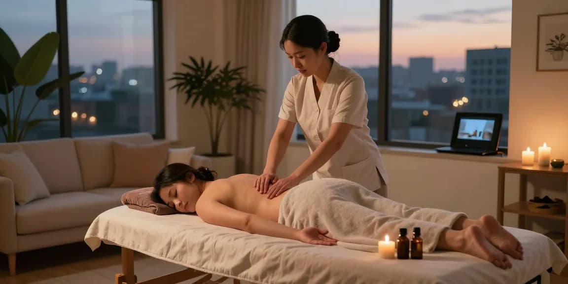 Experience a calming 스웨디시출장 in a tranquil home setting with massage therapist providing soothing care.