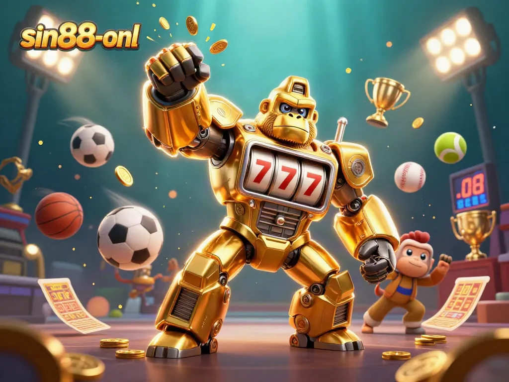 Experience dynamic gaming action on sin88-onl with vibrant 3D casino characters and sports elements.