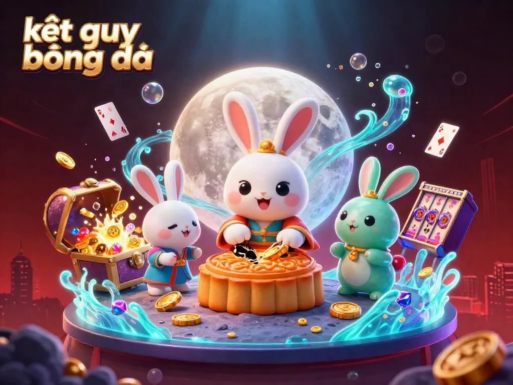 Engage with kết quả bóng đá in a vibrant casino scene featuring moon rabbit characters and dynamic game elements.