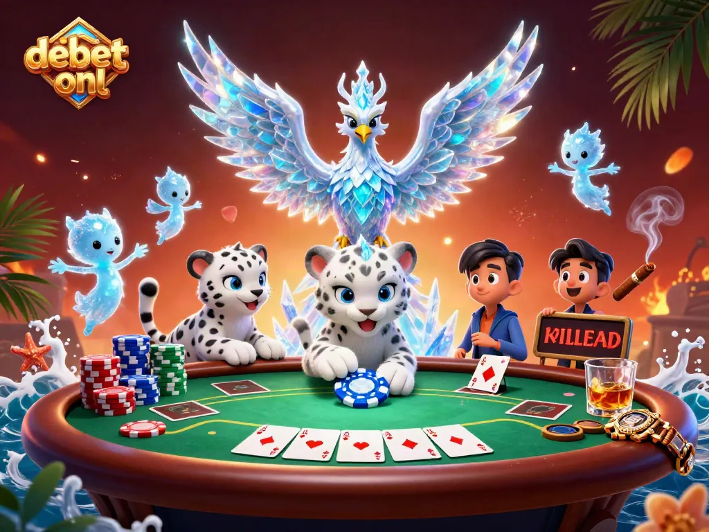 Engage in immersive poker action with debet-onl, featuring vibrant characters and dynamic game elements.