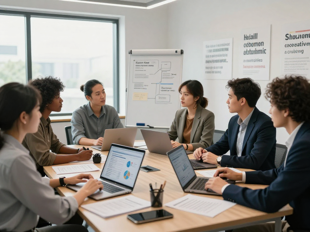 Wirtschaft und Verwaltung Wohnungsbaugenossenschaften – Teammeeting zur Datenschutz- und Barrierefreiheit.