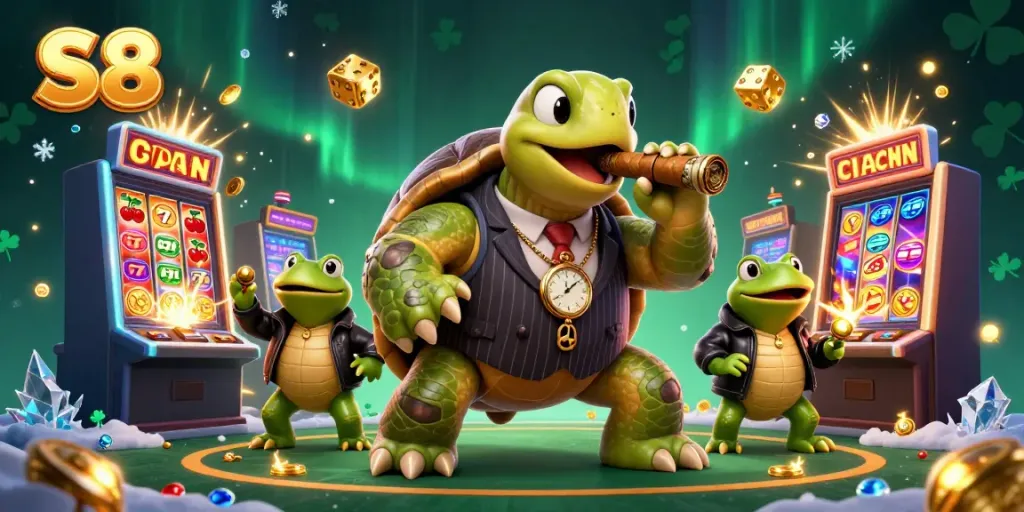 Experience excitement at S8 with a 3D scene showcasing a winning moment in a vibrant casino atmosphere.