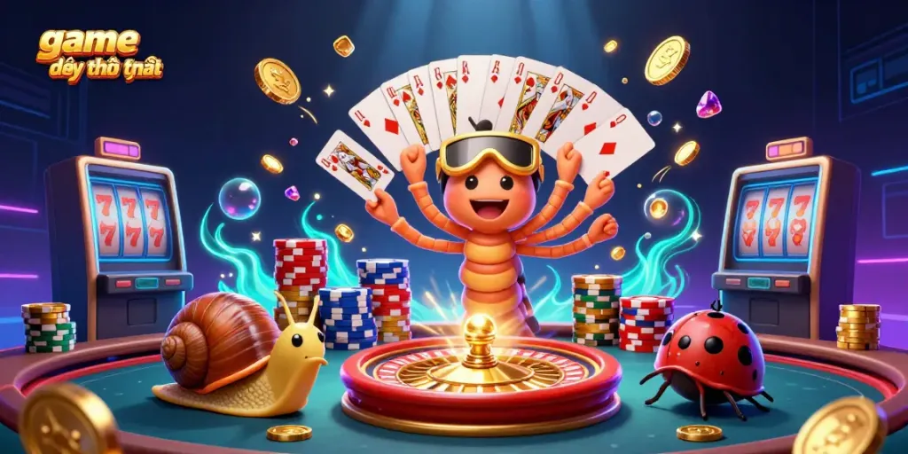 Experience captivating gameplay with game đổi thưởng uy tín at a lively casino scene featuring unique cartoon characters and dynamic elements.