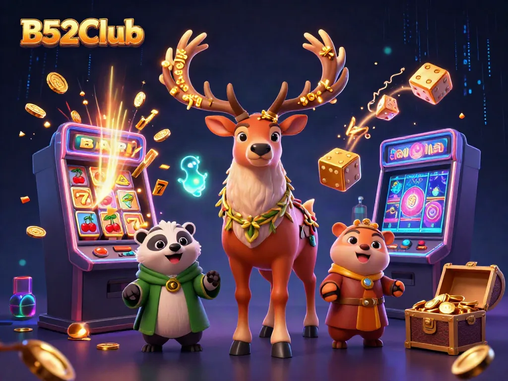 B52Club offers exhilarating gameplay with colorful slot machine excitement and animated characters.