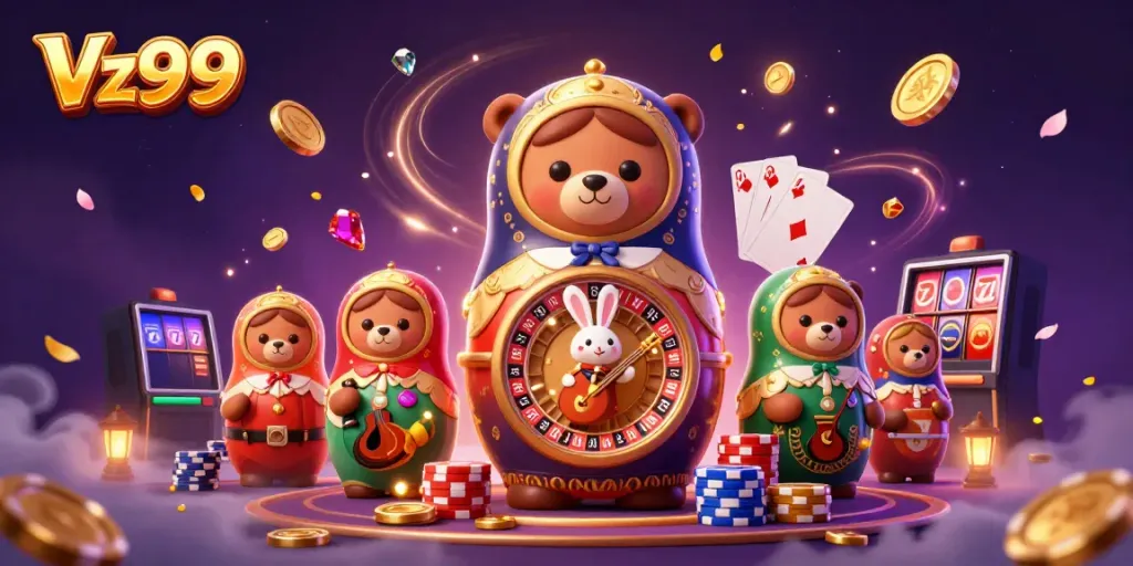 Experience thrilling gameplay at Vz99 with colorful characters and vibrant casino elements.