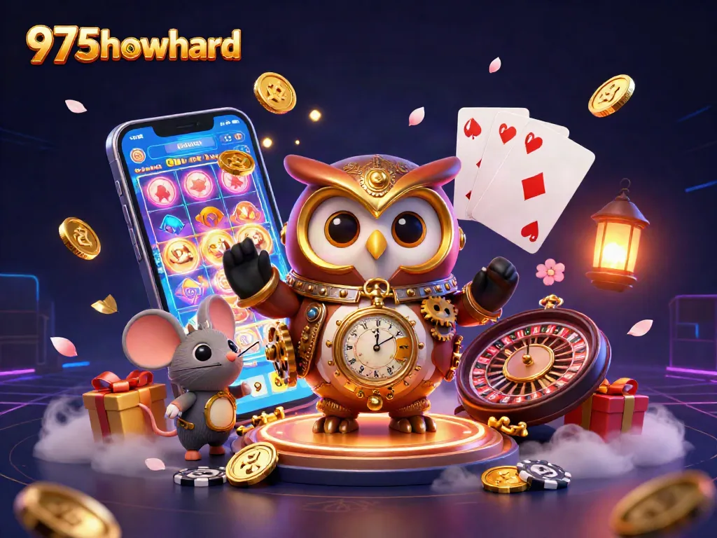 Engaging 975howard casino theme with a steampunk owl and immersive gaming elements.