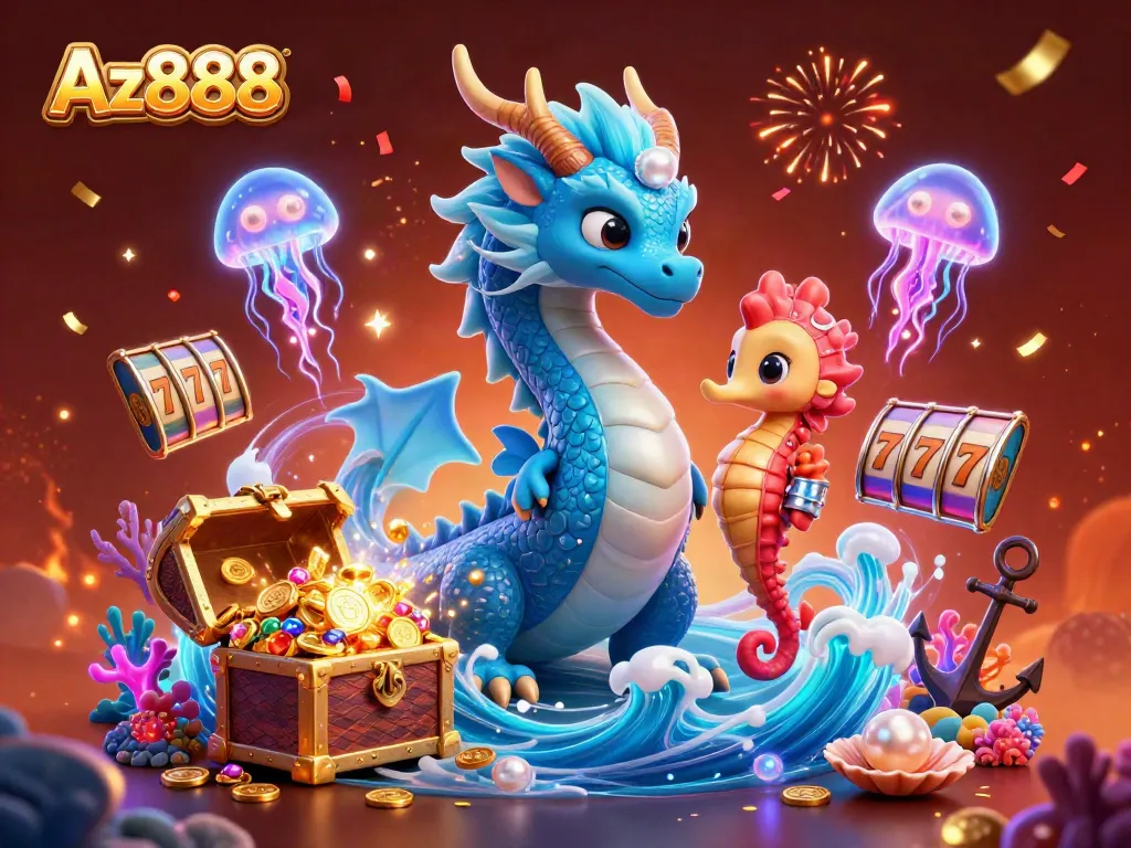 Experience thrilling wins with Az888's underwater adventure of shining treasures and vibrant casino elements.