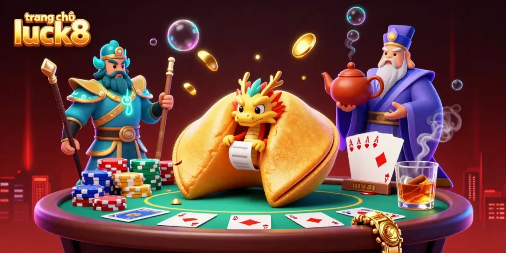 Experience the excitement of playing on trang chủ luck8 with vibrant casino elements and dynamic characters depicted in a stunning 3D scene.