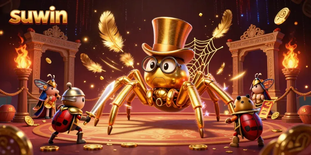 Experience thrilling gameplay at suwin with a dynamic casino scene featuring unique characters and vibrant elements.