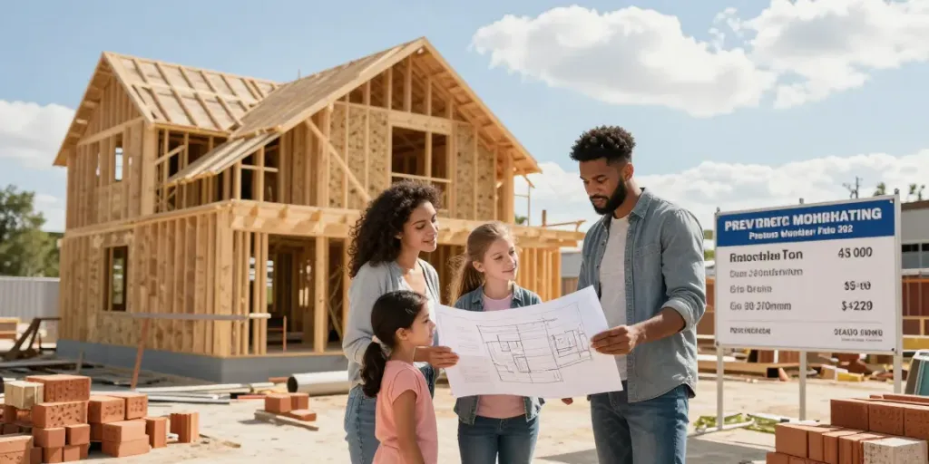 Familie plant ihr Traumhaus in Wien - Haus Bauen Wien auf Baustelle mit Architekt