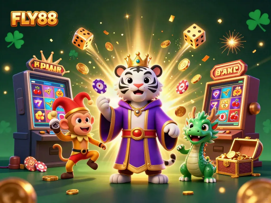 FLY88 captures the excitement of casino gaming with vibrant characters and dynamic elements.