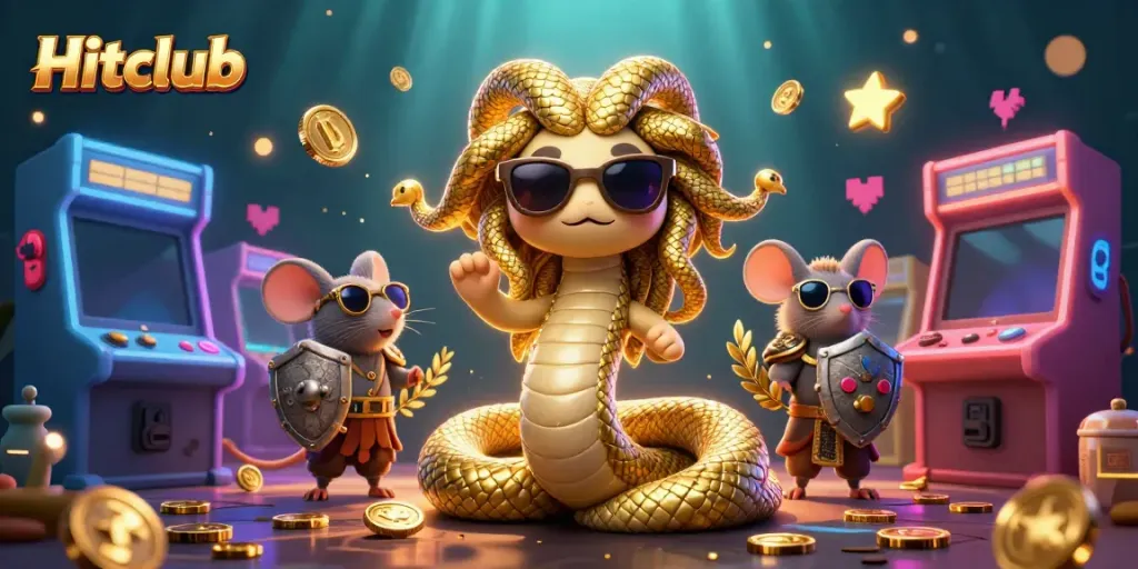Experience thrilling gameplay with Hitclub's vibrant casino illustration featuring engaging characters.