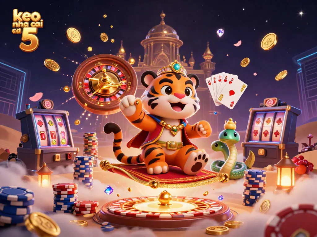 Engage with keo nha cai 5 while enjoying a vibrant casino scene with magical elements.