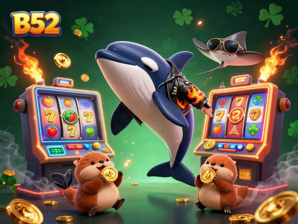Engage in the thrilling B52 casino scene with vibrant characters and dynamic gameplay elements.