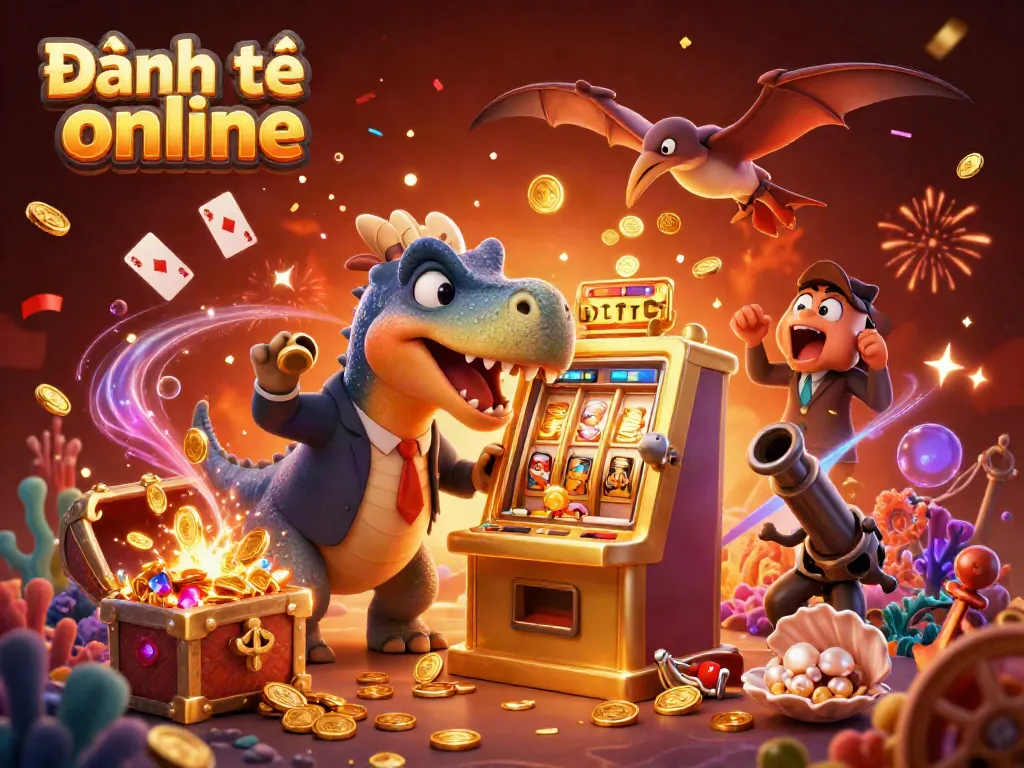 Experience the thrill of Đánh đề online as the pachycephalosaurus triggers a jackpot with golden coins raining down!