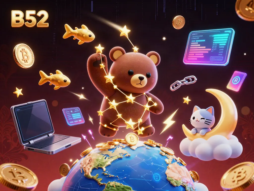 Experience the excitement of B52 with a celestial bear and shooting star fish collecting coins.