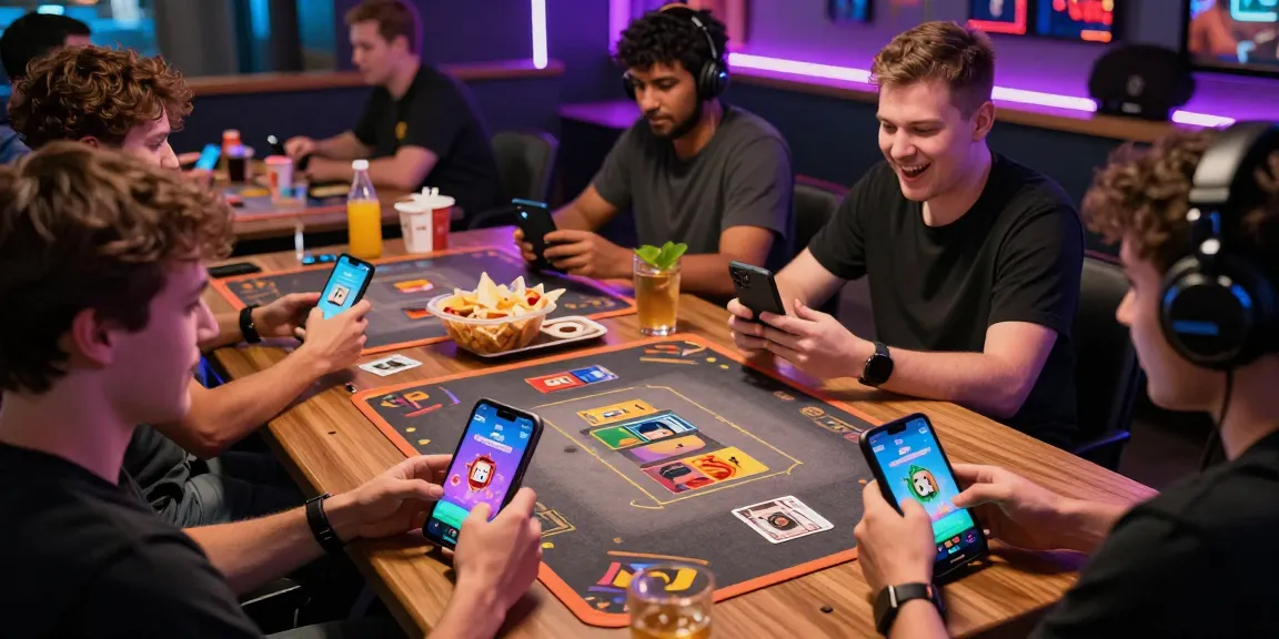 Players engaging with the app zowin in a vibrant gaming lounge, showcasing dynamic card games and social interaction.