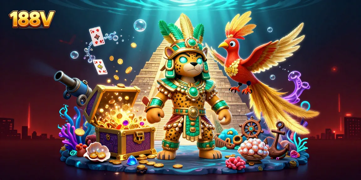 Experience thrilling gaming adventures with 188V, featuring vibrant casino elements and dynamic characters.