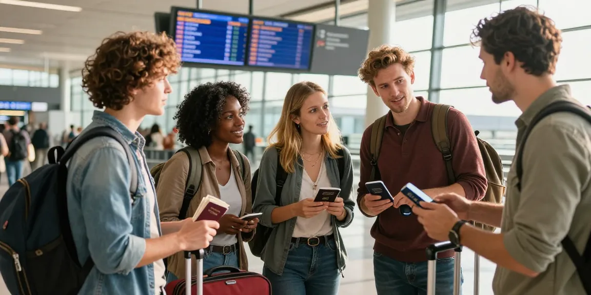 Kaufen Sie den deutschen Reisepass online - Vielfältige Reisende, die sich am Flughafen auf ein Abenteuer vorbereiten.