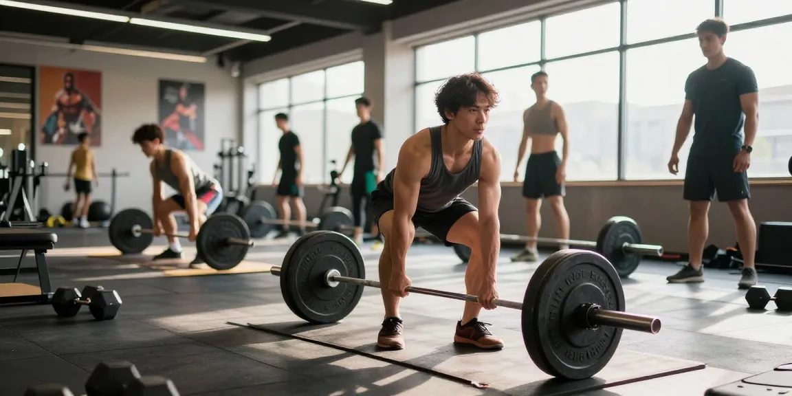 Prime Pharma Steroids-Nutzer hebt Gewichte in einem lebhaften Fitnessstudio und zeigt Entschlossenheit und Stärke.