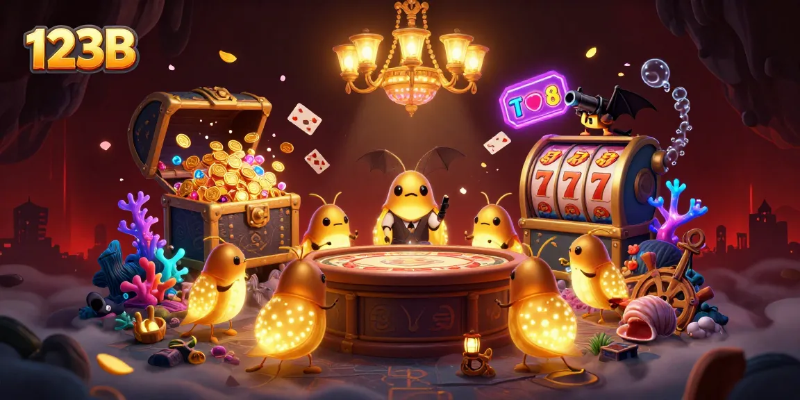 Experience the excitement of 123B Casino with bioluminescent glowworms lighting up a vibrant game scene.