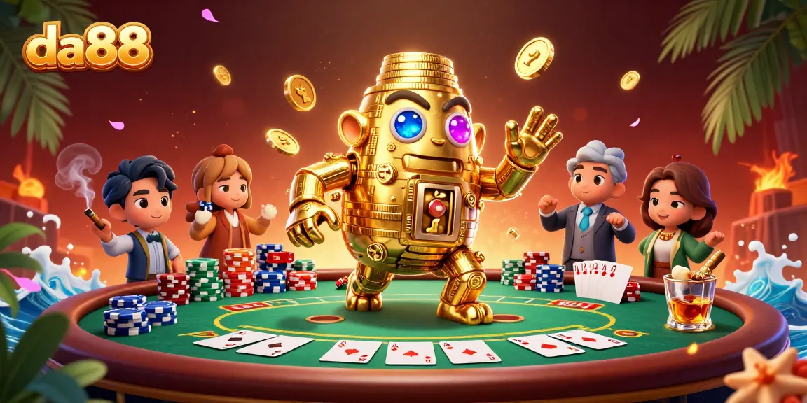 Experience thrilling gameplay at da88 with a golden golem and vibrant casino elements.