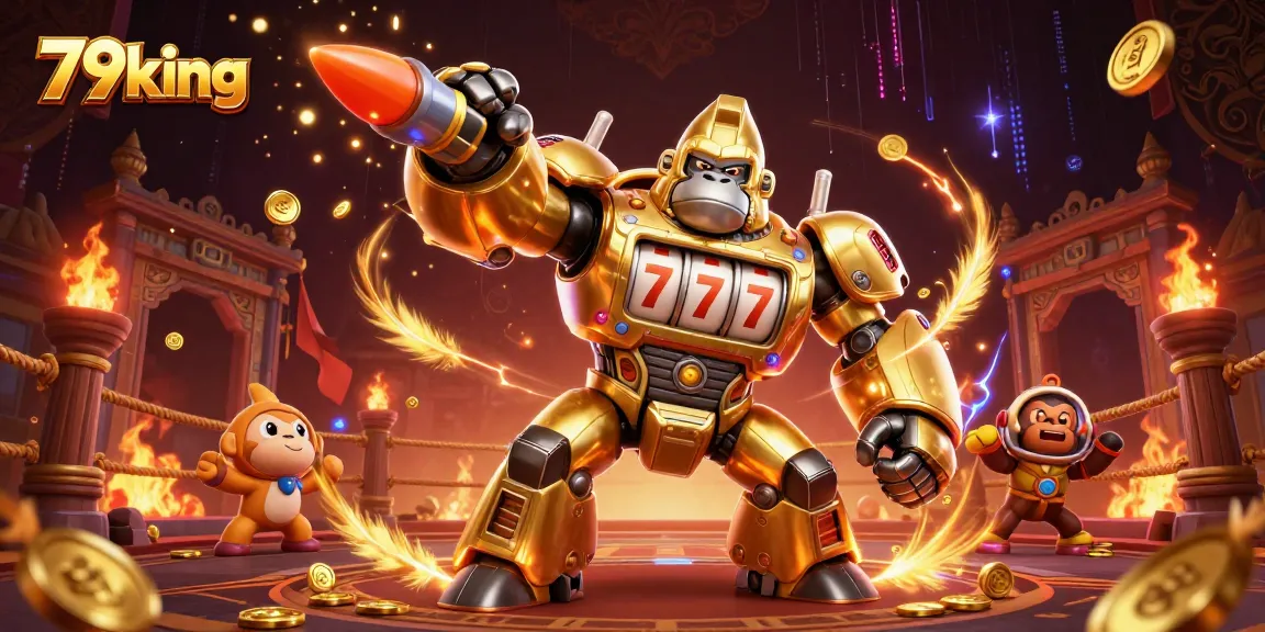 Join the excitement at 79king, where a golden gorilla mech brings luck and entertainment!