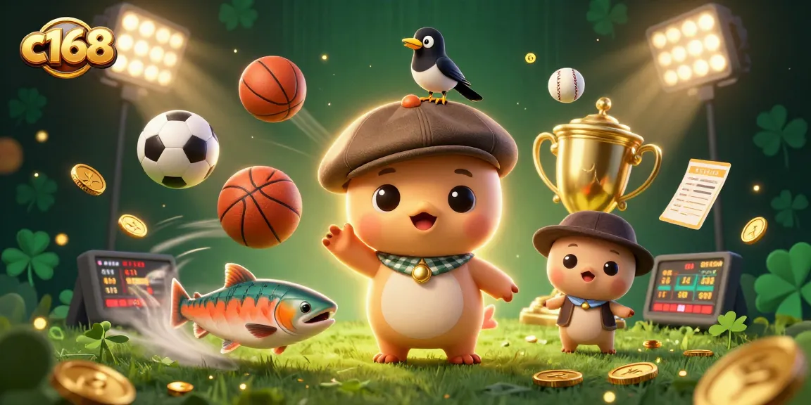 Engage in thrilling sports betting with c168, featuring adorable animated characters and dynamic casino elements.