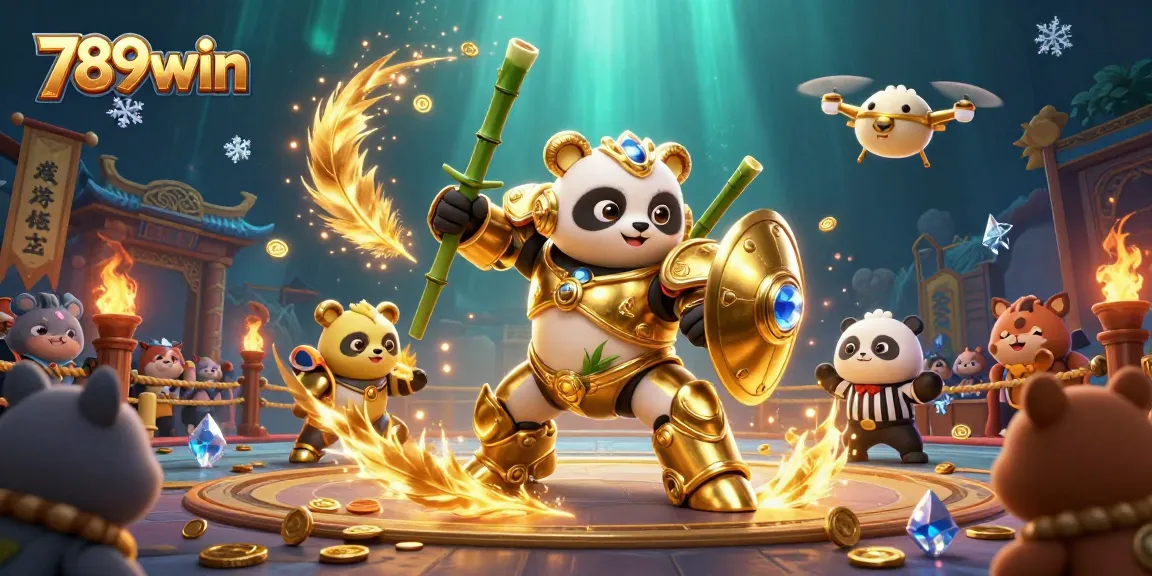 Experience the thrill of 789win with a dynamic mech-suit robot arena battle illustration.