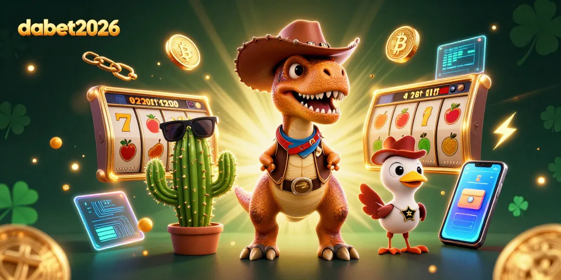 Experience thrilling slots action with dabet2026 while surrounded by vibrant 3D characters and crypto elements.