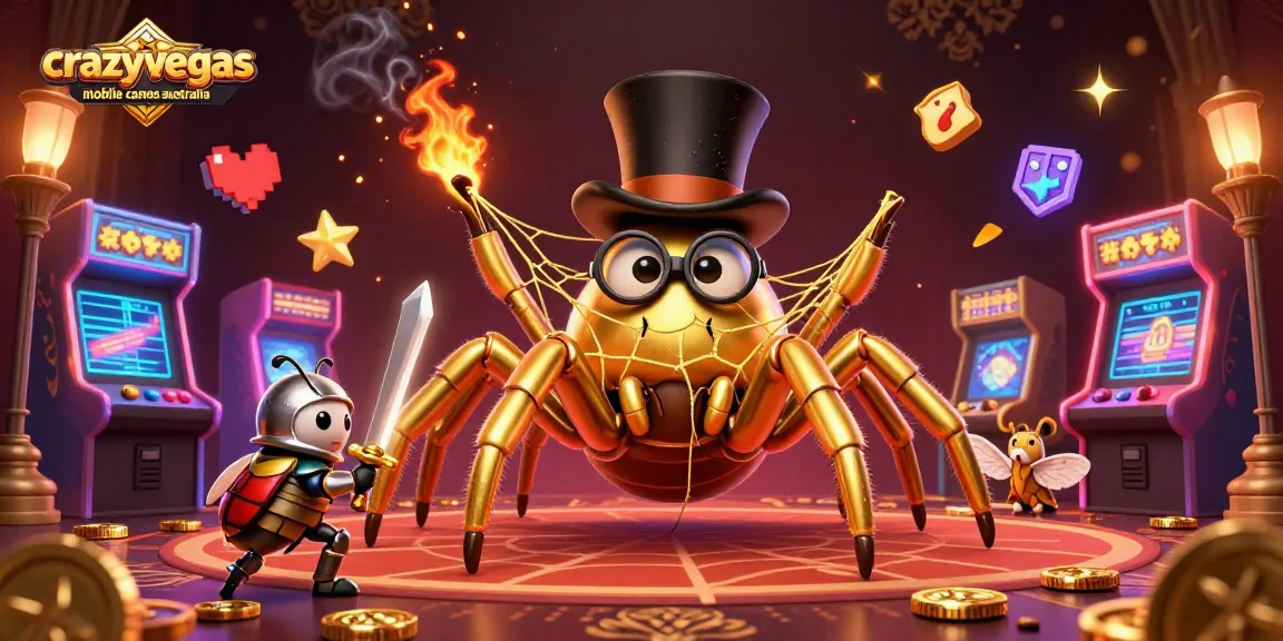 Experience the thrill of crazyvegas mobile casinos Australia with a golden tarantula overseeing exciting games.