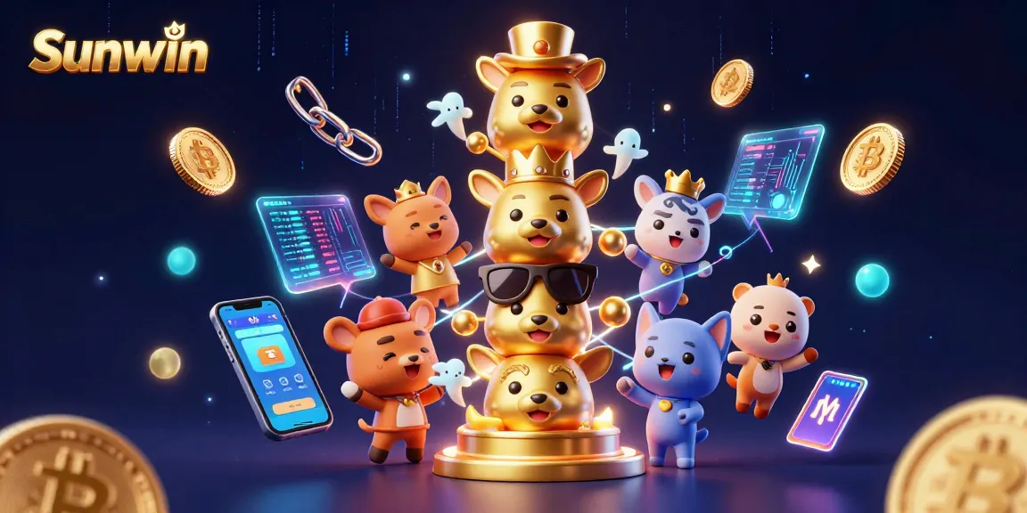 Experience Sunwin's vibrant online gaming and casino action in this dynamic 3D illustration.