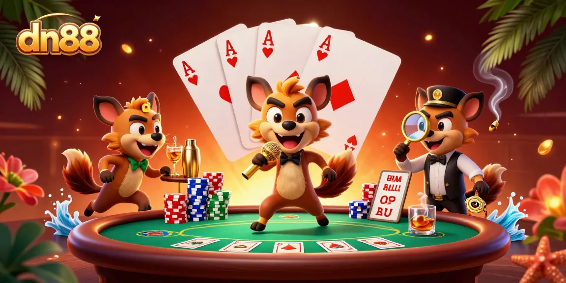 Experience the excitement of dn88 casino with animated hyenas in a vibrant gaming scene.