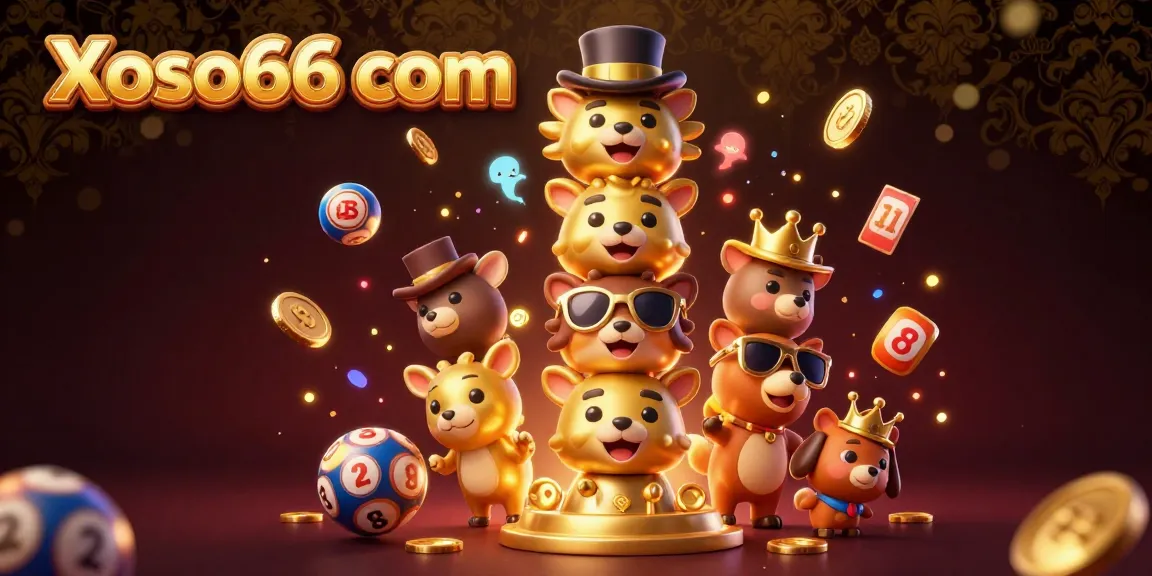 Experience the excitement of Xoso66 com with dynamic lottery game elements and vibrant animations in a rich 3D illustration.