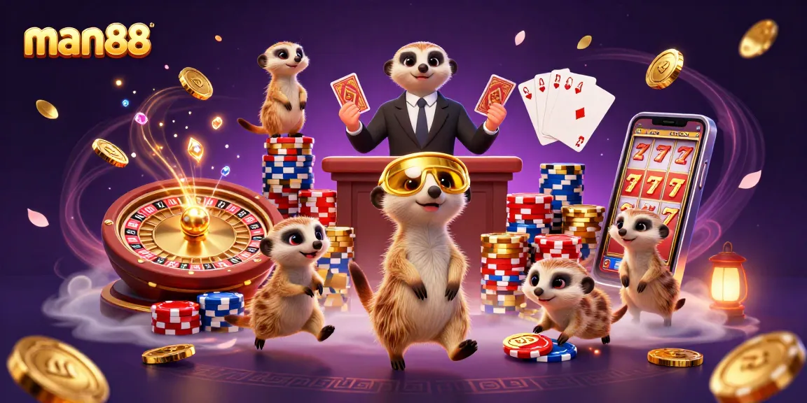 Engage in thrilling gameplay at man88 with meerkats running an elaborate casino.
