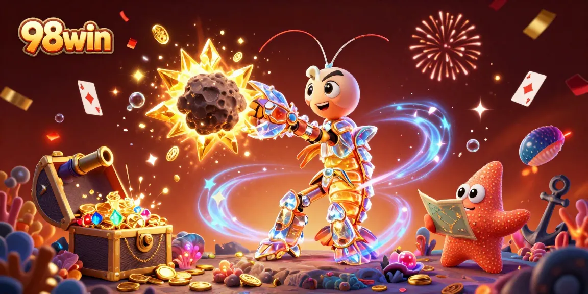 Experience the thrilling action of 98win with a galactic shrimp and treasure explosion!