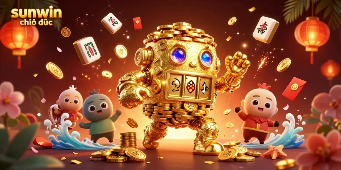 Experience thrilling gameplay with sunwin chính thức, featuring gold coins, mahjong tiles, and festive elements.