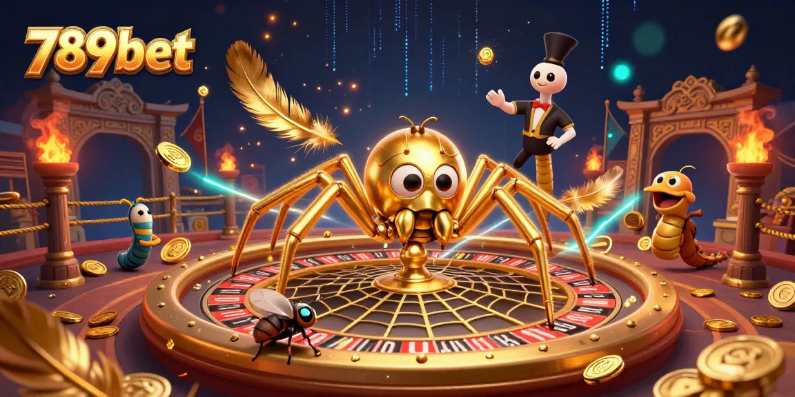 Place your bets with 789bet at a thrilling roulette web spun by a golden spider.