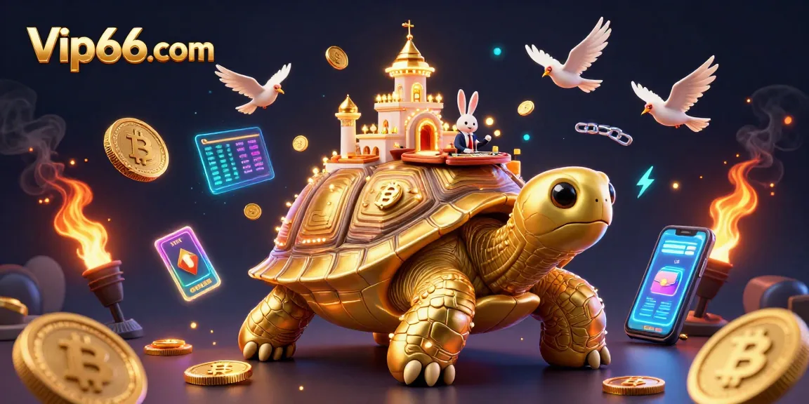 Play exciting games at Vip66 com with golden tortoise casino and rewarding coins flying around.