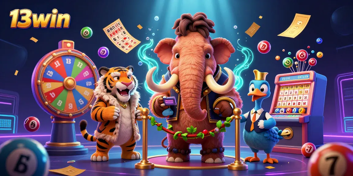 Experience the excitement of 13win casino with vibrant games and characters in a dynamic setting.