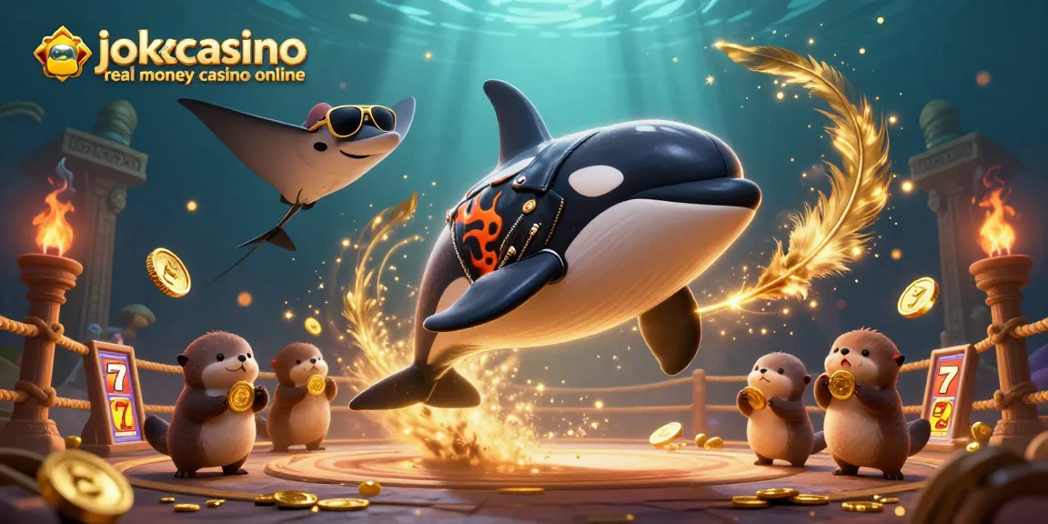 Engage with jokacasino real money casino online featuring vibrant underwater characters among slot elements.