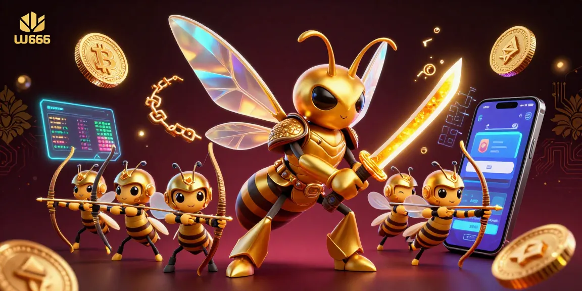 Engage with UU 666's dynamic online casino experience featuring a golden hornet and crypto elements.
