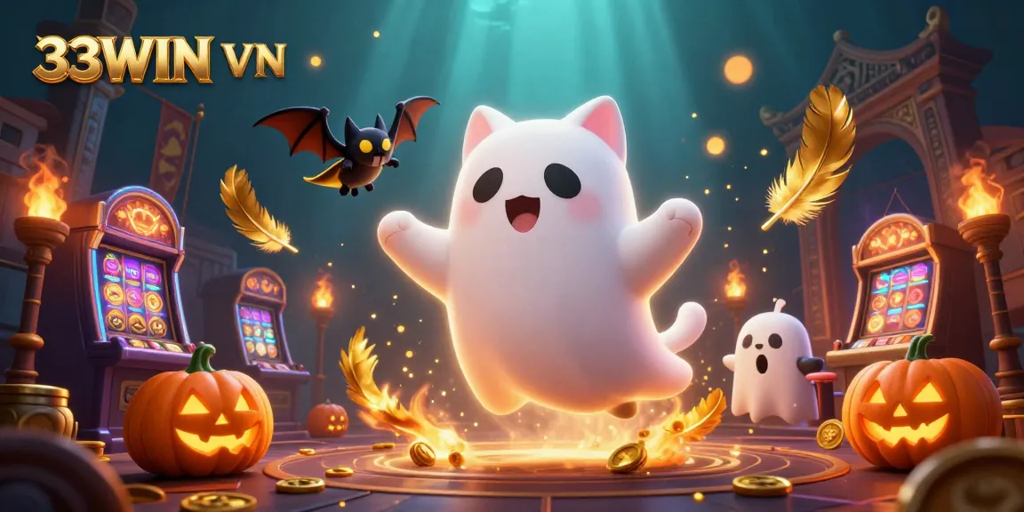 Experience thrilling adventures at 33WIN VN with ghostly characters in a haunted casino.