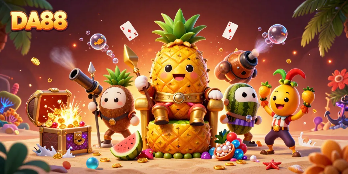 Experience the thrills of DA88 casino gaming with vibrant characters in an exhilarating underwater scene.
