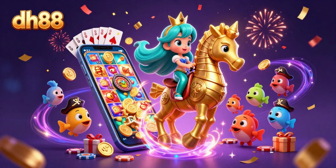 Experience thrilling slots at dh88 with vibrant 3D illustration of a mermaid princess and golden coins.